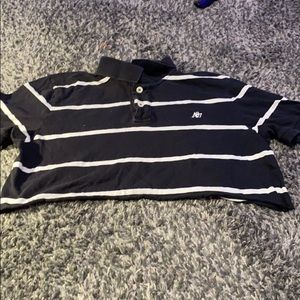 black and white stripped cropped polo shirt